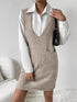 'Xylia' Sleeveless V Neck Sweater Dress - Celes Fashion